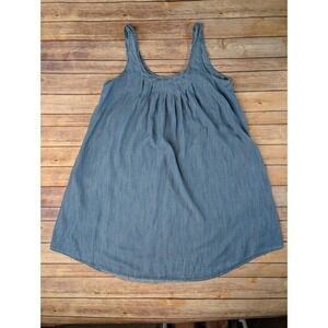 Gap Chambray Sundress Womens M Blue Cottagecore Pleated Prairie Denim